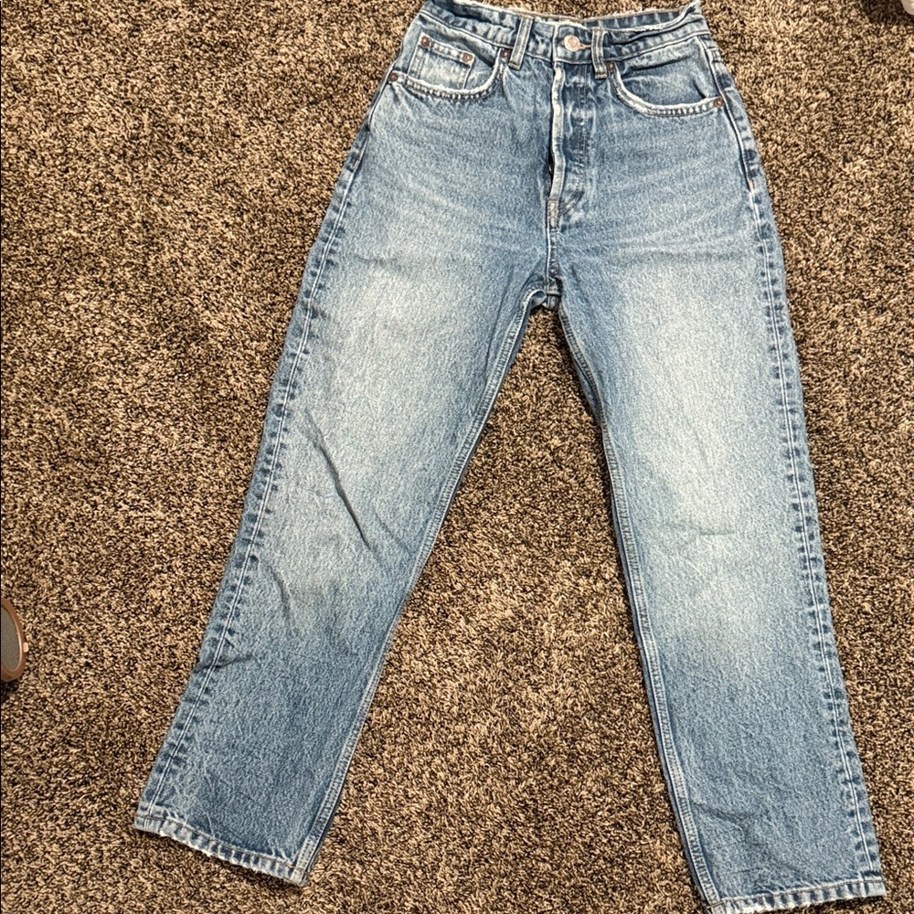 Zara Distressed Blue Denim Jeans